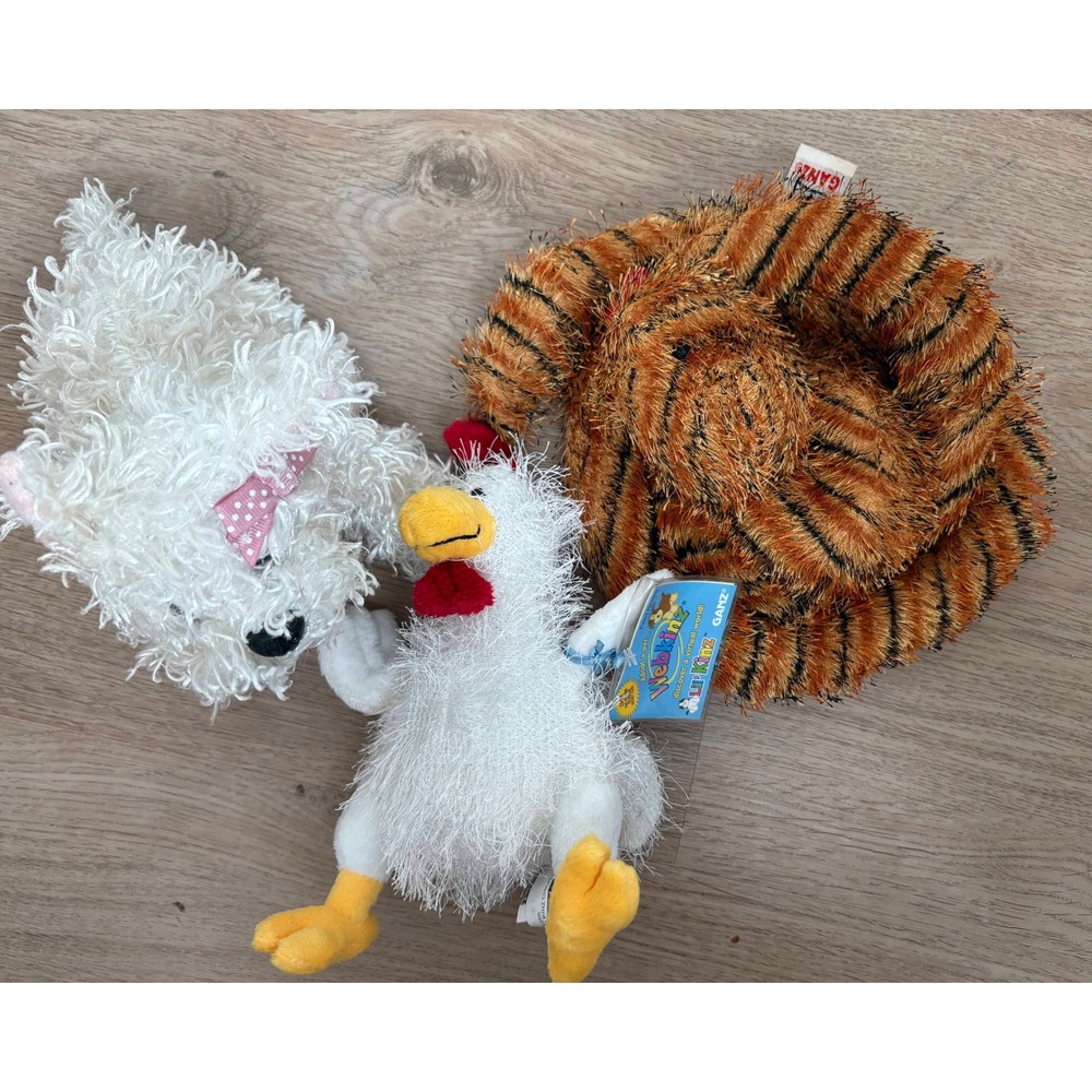 Webkinz Ganz Lot of 3 Plush Animals One Code Snake Dog Chicken Collectible Retro
